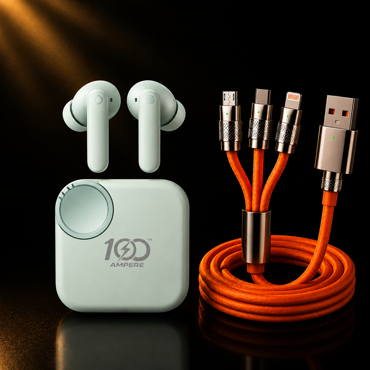 Earbuds 2.0 Green with 3-in-1 Silicone Charging Cable