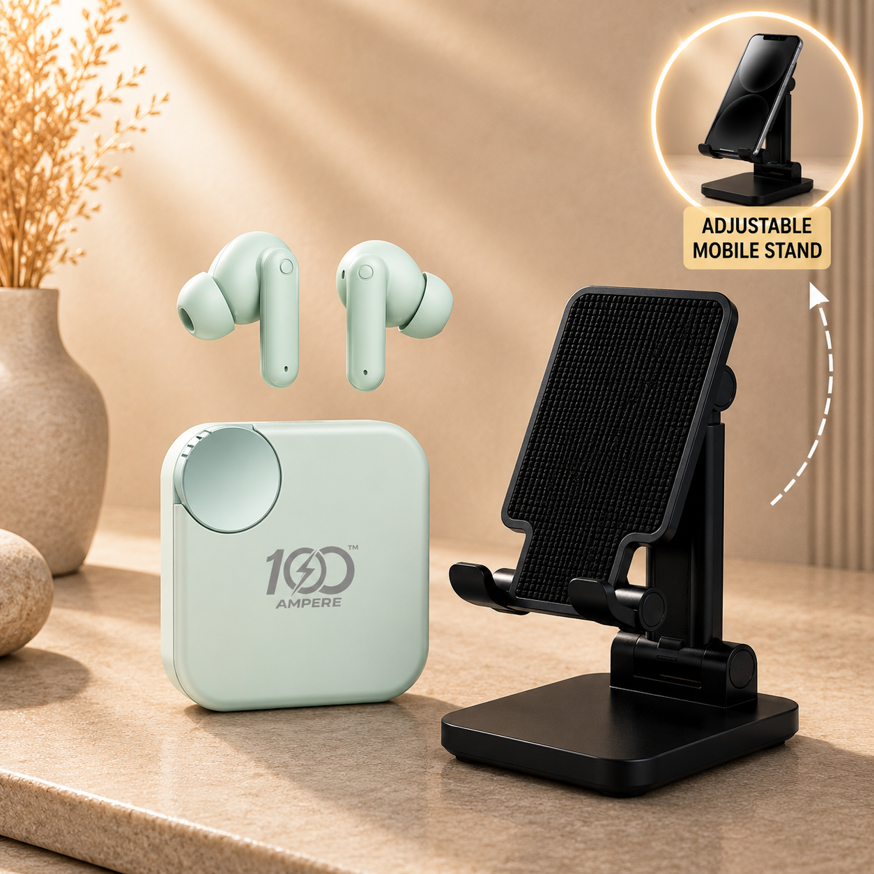 Earbuds 2.0 with Anti Slip Mobile Stand - Green