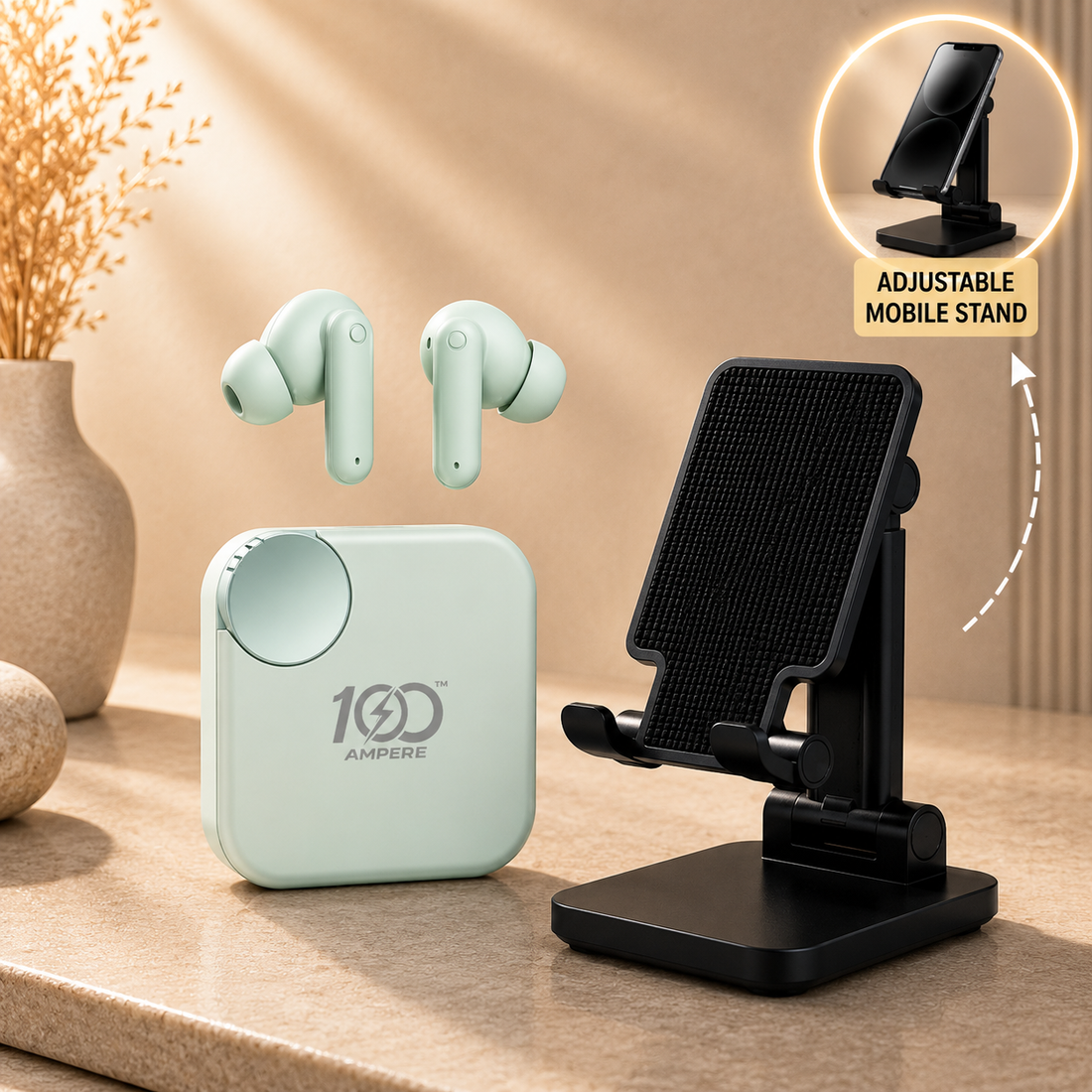 Earbuds 2.0 with Anti Slip Mobile Stand - Green