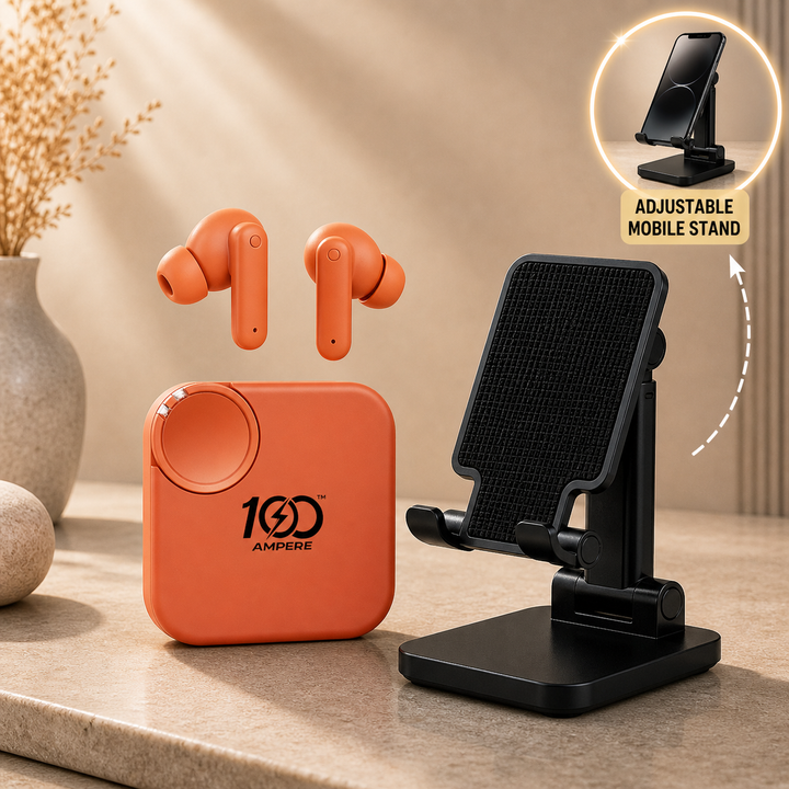 Earbuds 2.0 with Anti Slip Mobile Stand - Orange