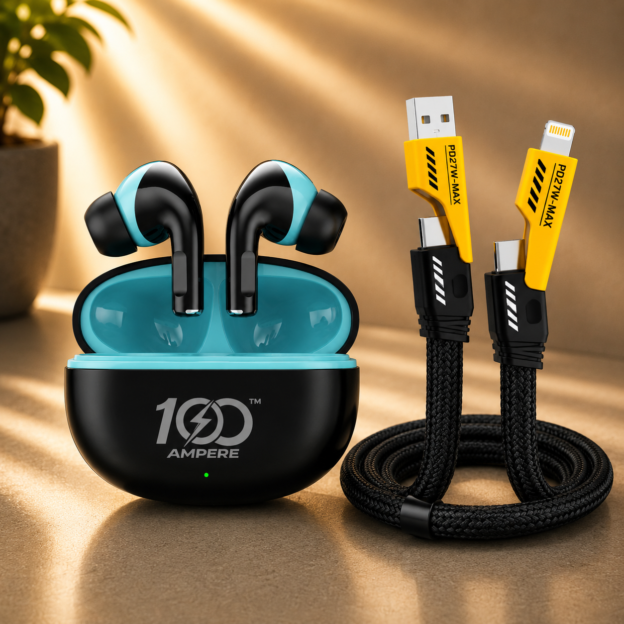 Lucky Pods with 4-in-1 Charging Cable - Black