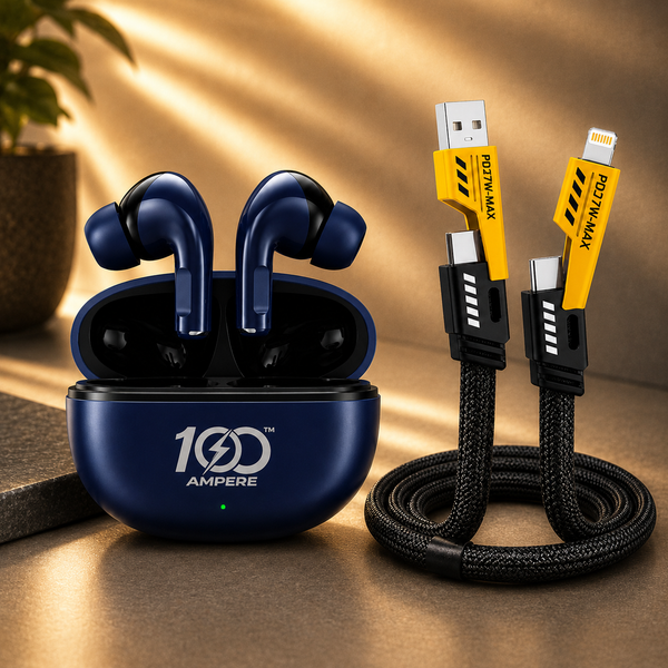 Lucky Pods with 4-in-1 Charging Cable - Navy Blue