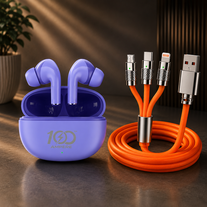 Lucky Pods with 3-in-1 Silicone Charging Cable - Lavender