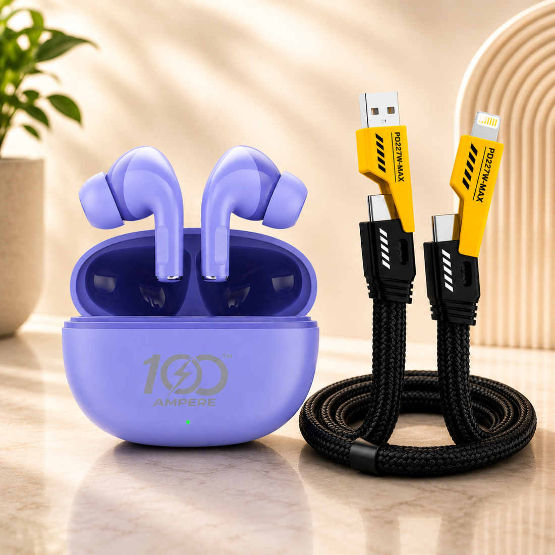 Lucky Pods with 4-in-1 Charging Cable - Lavender