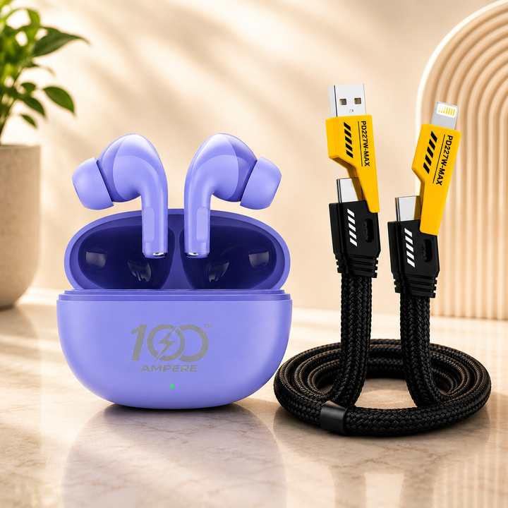 Lucky Pods with 4-in-1 Charging Cable - Lavender