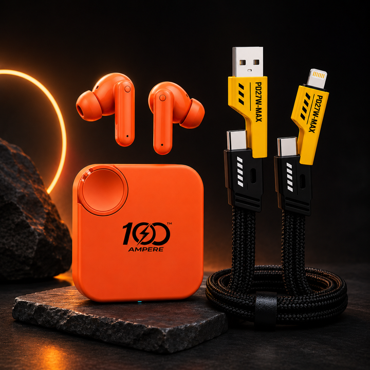 Earbuds 2.0 Orange with 4-in-1 Charging Cable