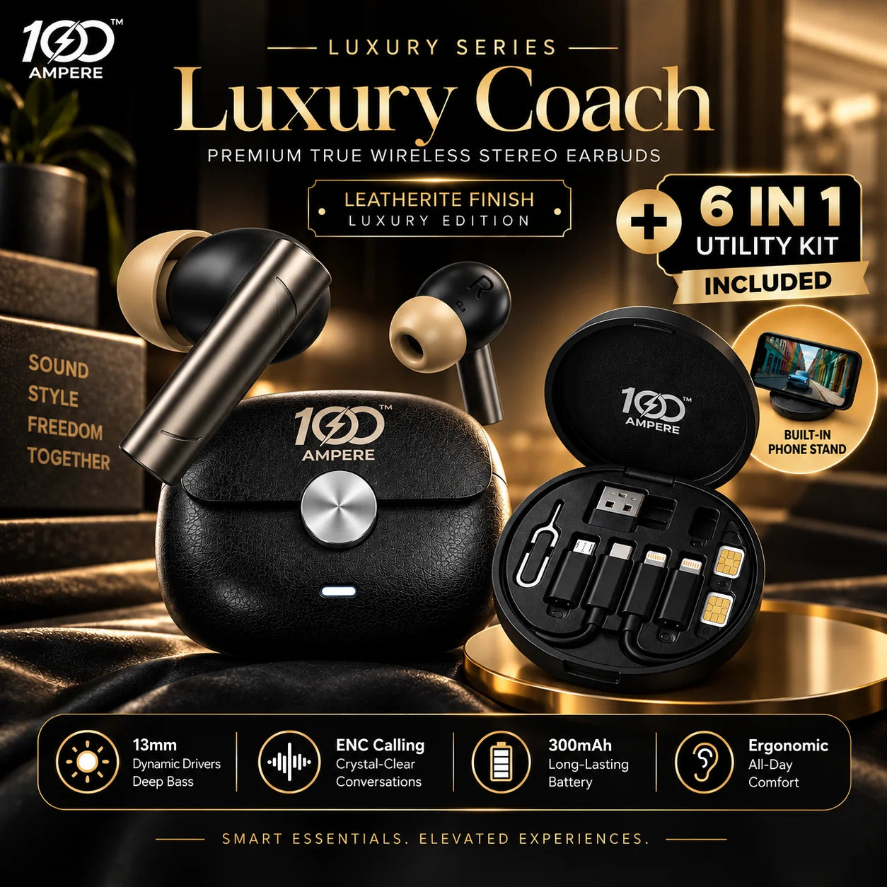 Coach Luxury Edition Black with 6-in-1 Charging & Utility Kit