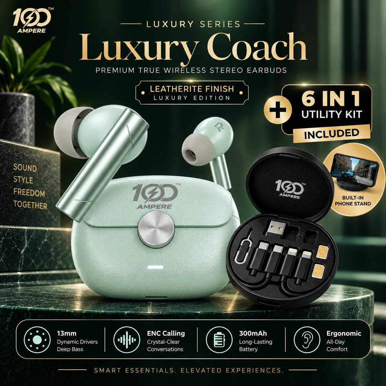 Coach Luxury Edition Green with 6-in-1 Charging & Utility Kit