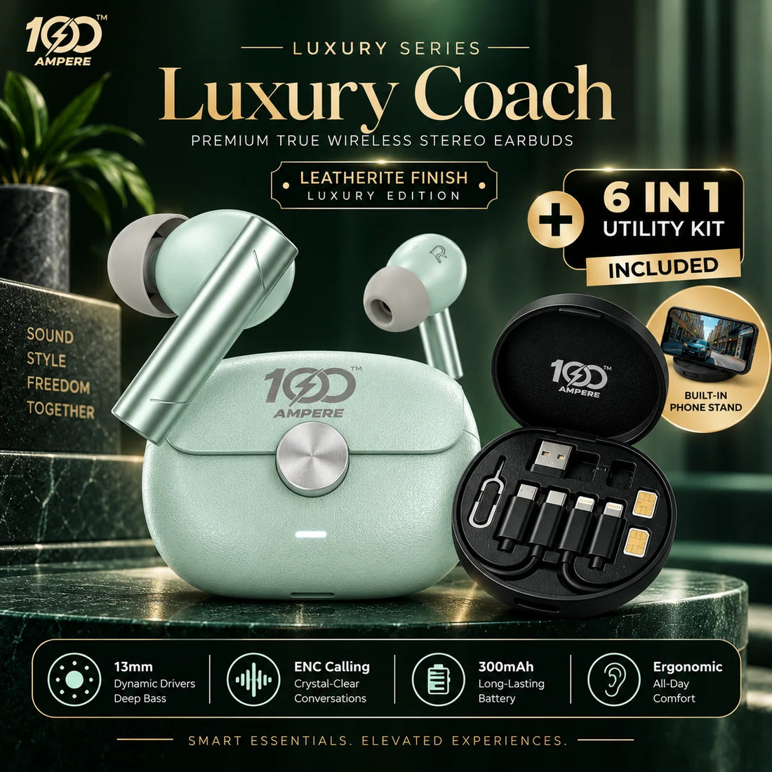 Coach Luxury Edition Green with 6-in-1 Charging & Utility Kit