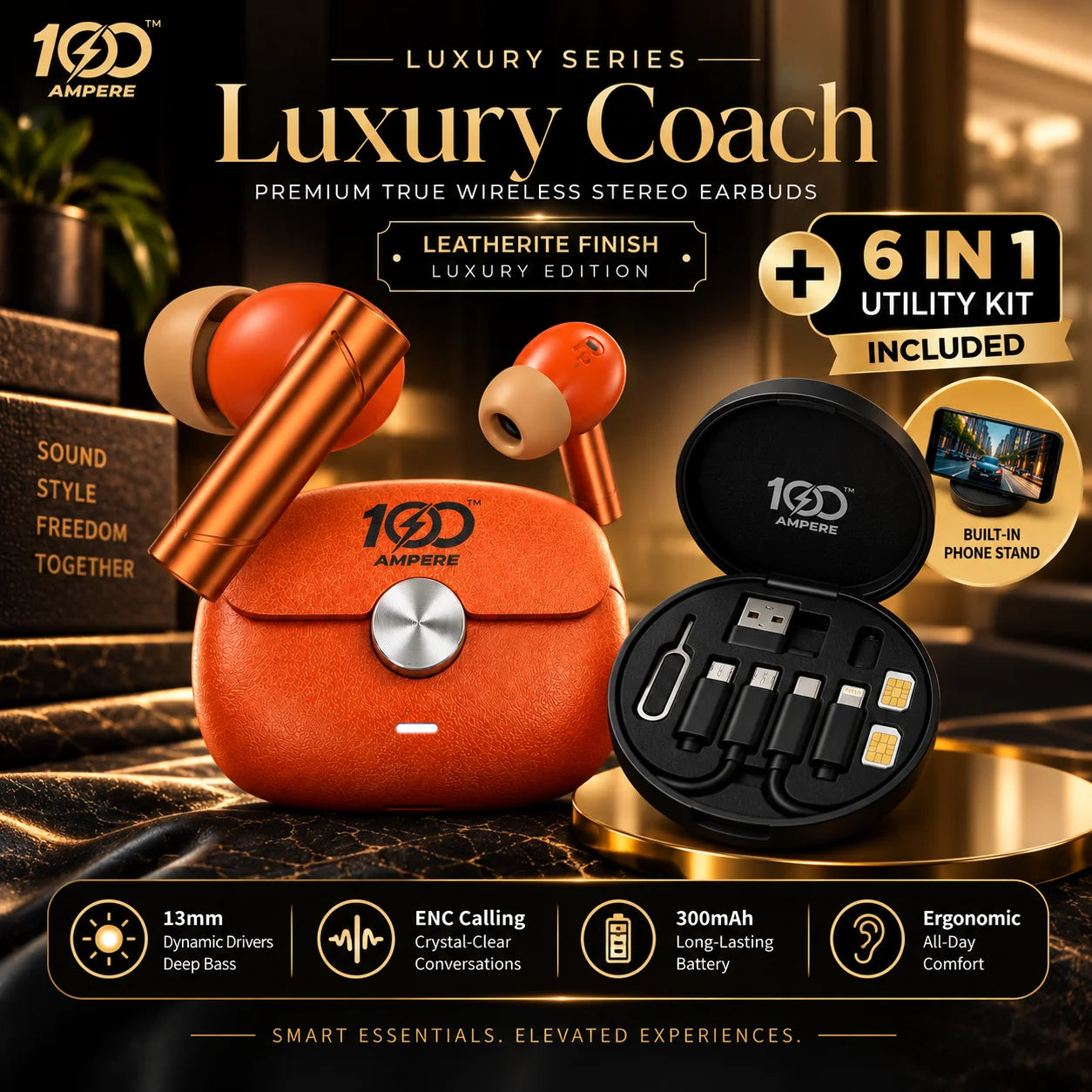 Coach Luxury Edition Orange with 6-in-1 Charging & Utility Kit