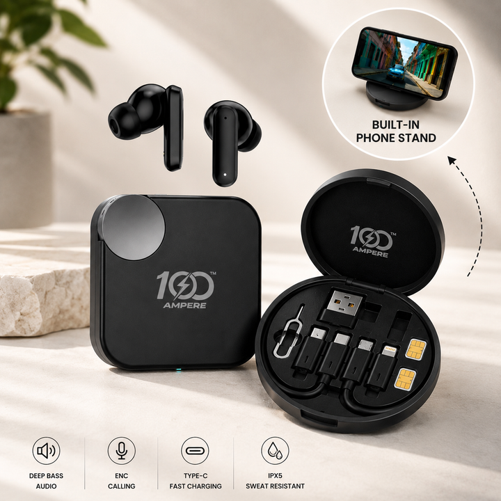 Earbuds 2.0 Black with 6-in-1 Charging & Utility Kit