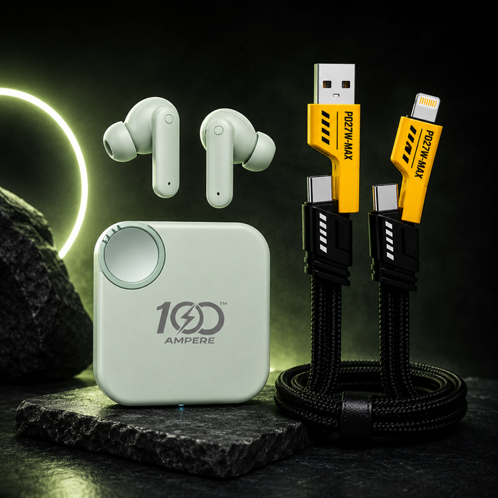 Earbuds 2.0 Green with 4-in-1 Charging Cable
