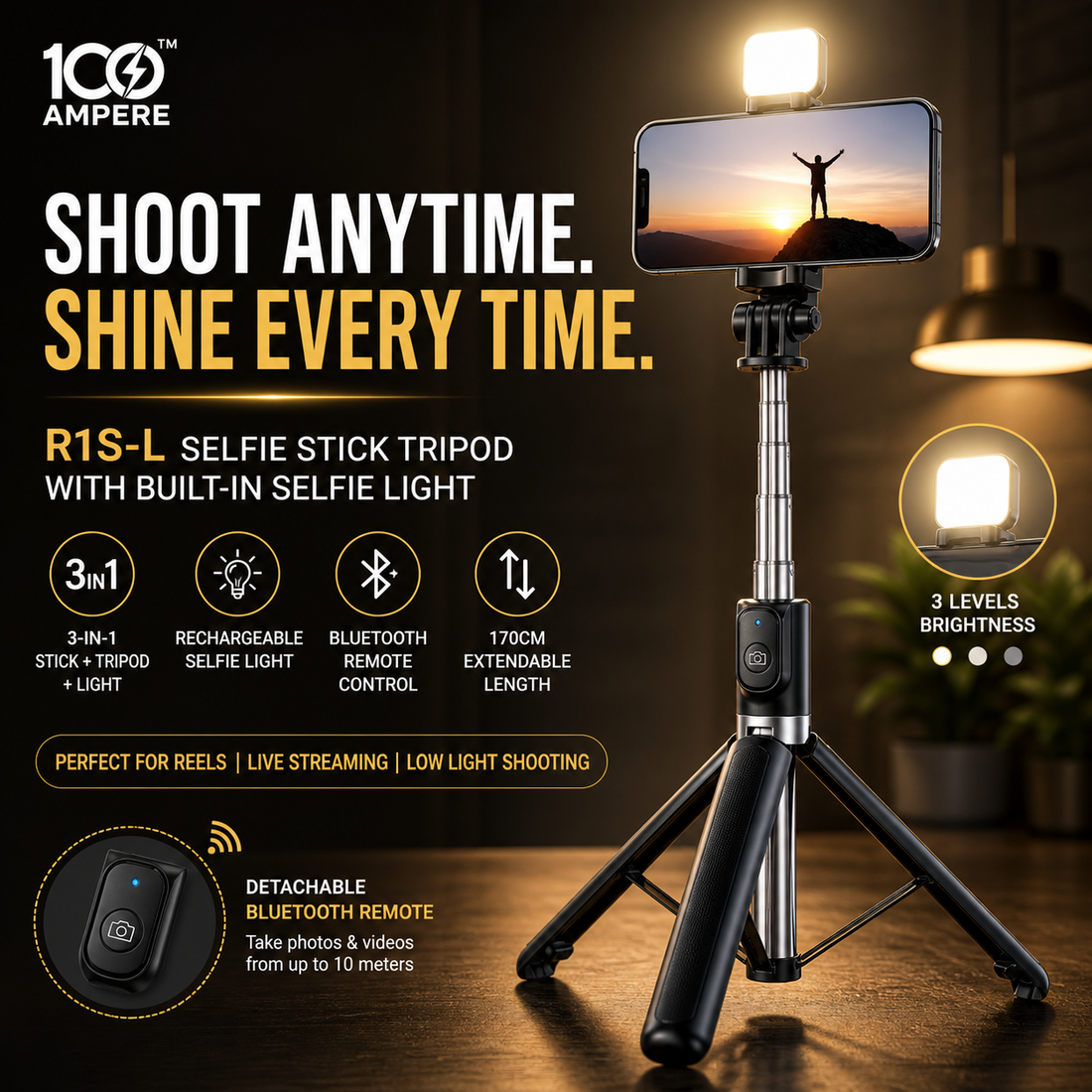 Content Creator Combo Kit - Selfie Tripod + Wireless Mic