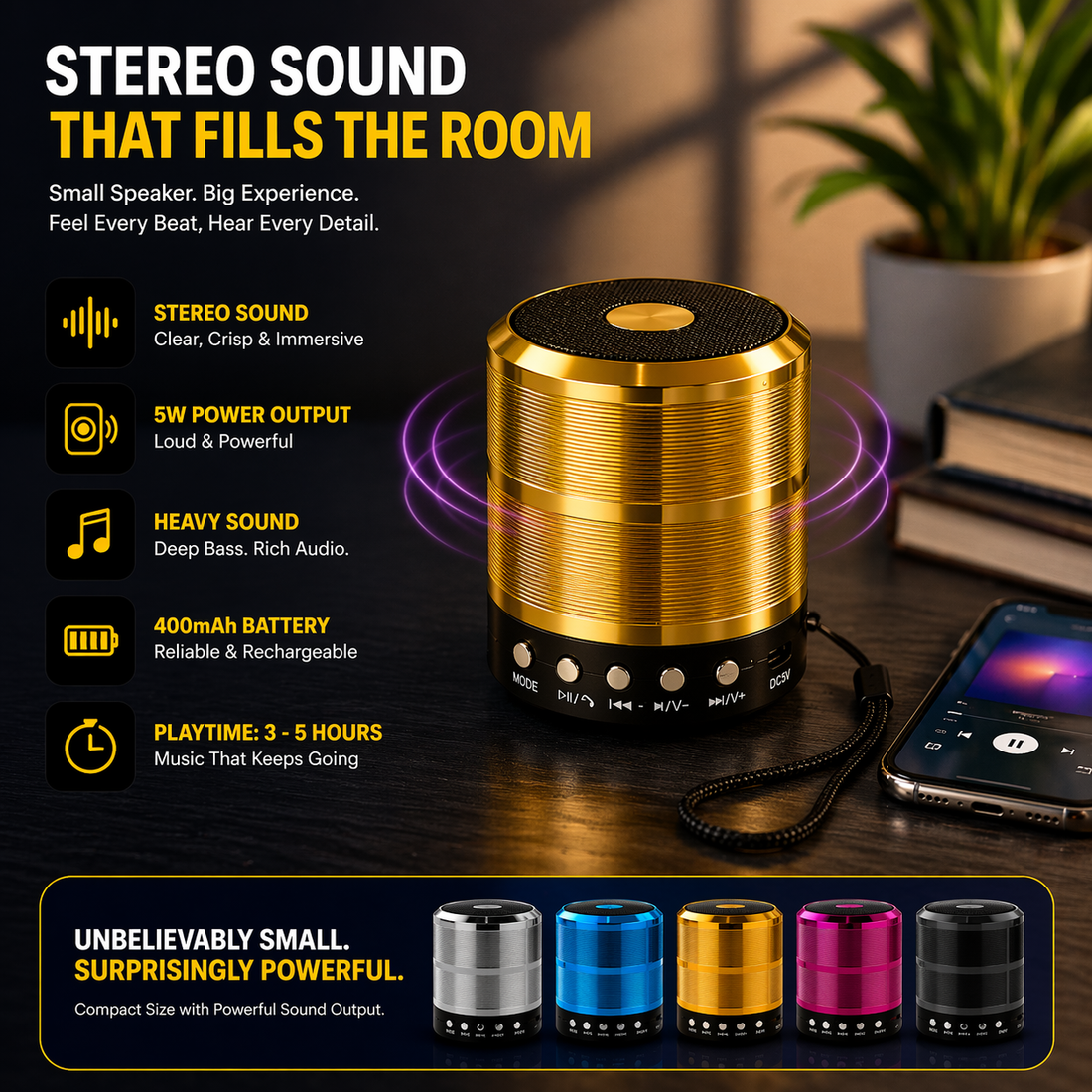 Mini Cylindrical Wireless Bluetooth Speaker