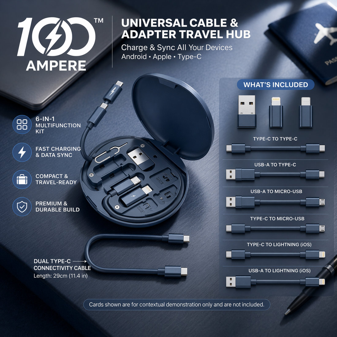 6-in-1 Convertible Mobile Holder & Cable Hub