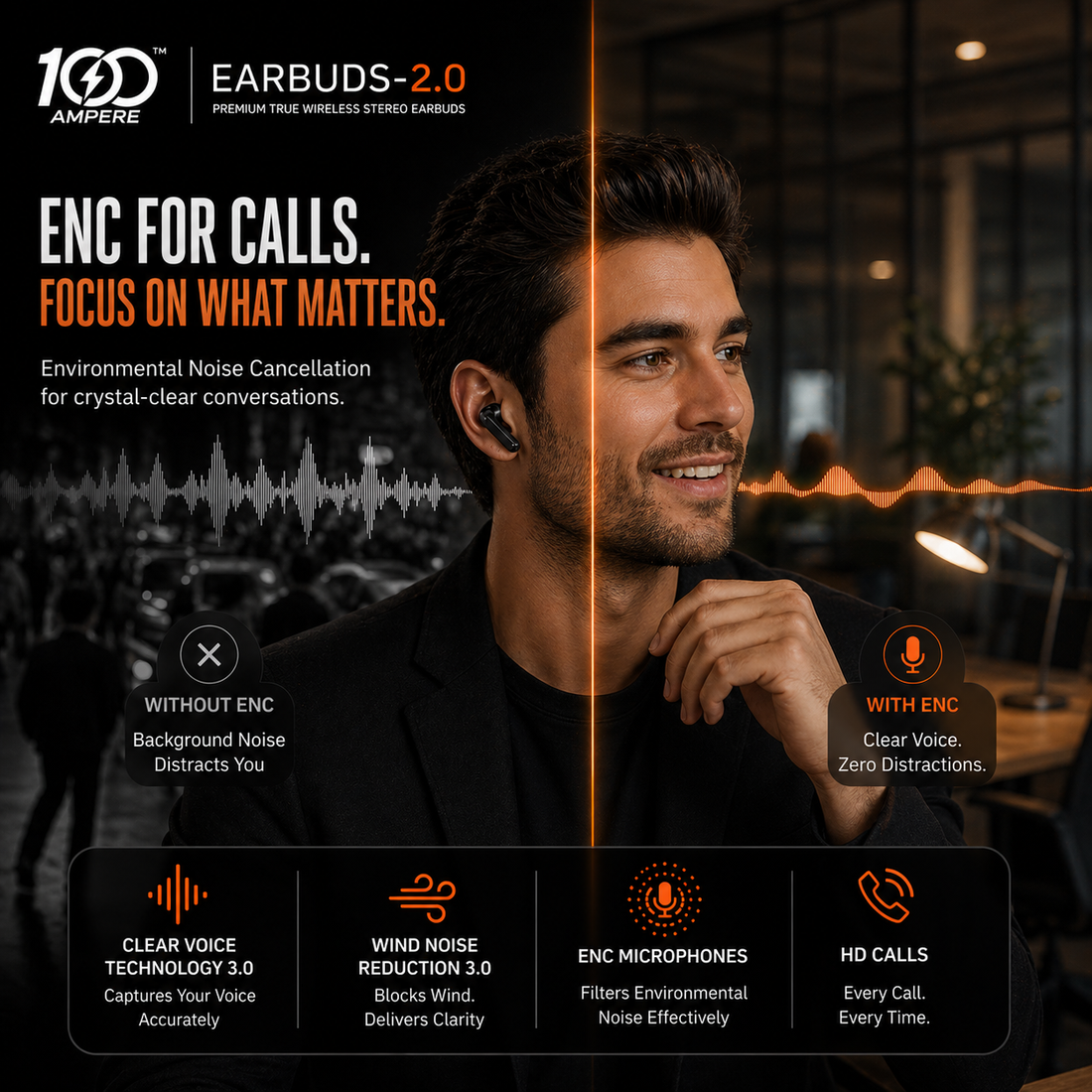 Earbuds 2.0 Black with Anti Slip Mobile Stand
