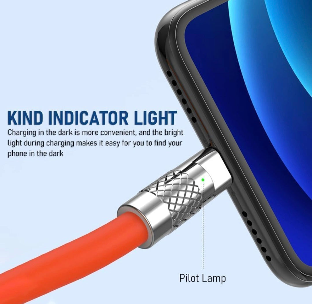 120W 3 in 1 Orange silicone cable