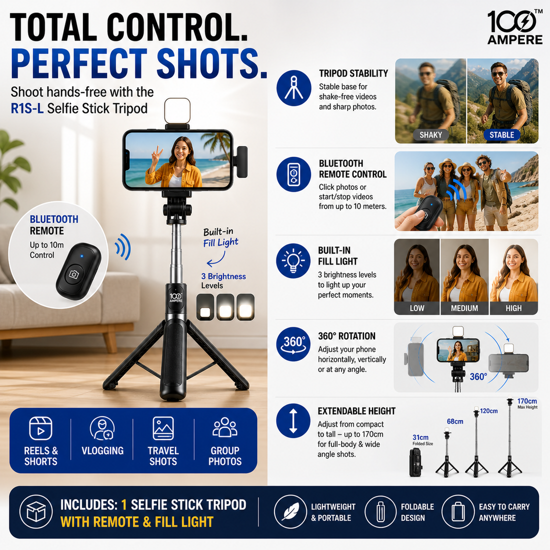 Content Creator Combo Kit - Selfie Tripod + Wireless Mic