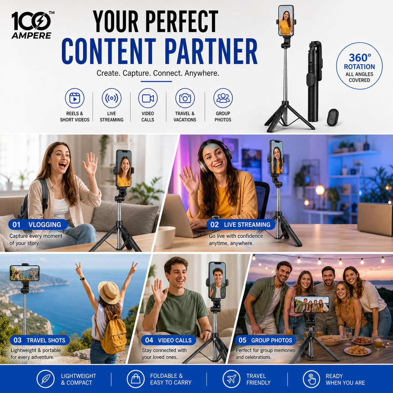 Y17 Bluetooth Selfie Stick Tripod with Remote