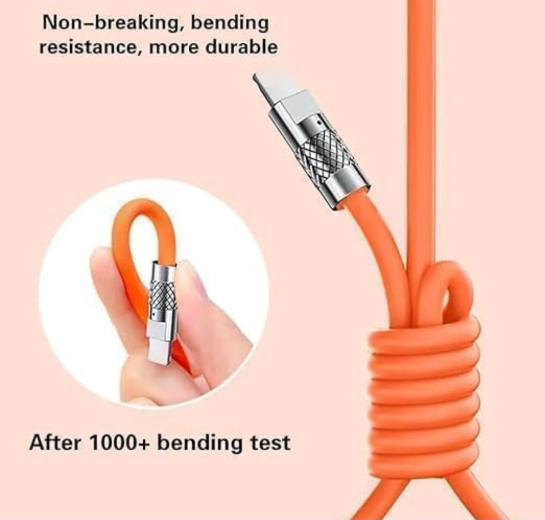 120W 3 in 1 Orange silicone cable