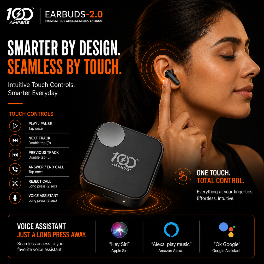 Earbuds 2.0 Black with Anti Slip Mobile Stand