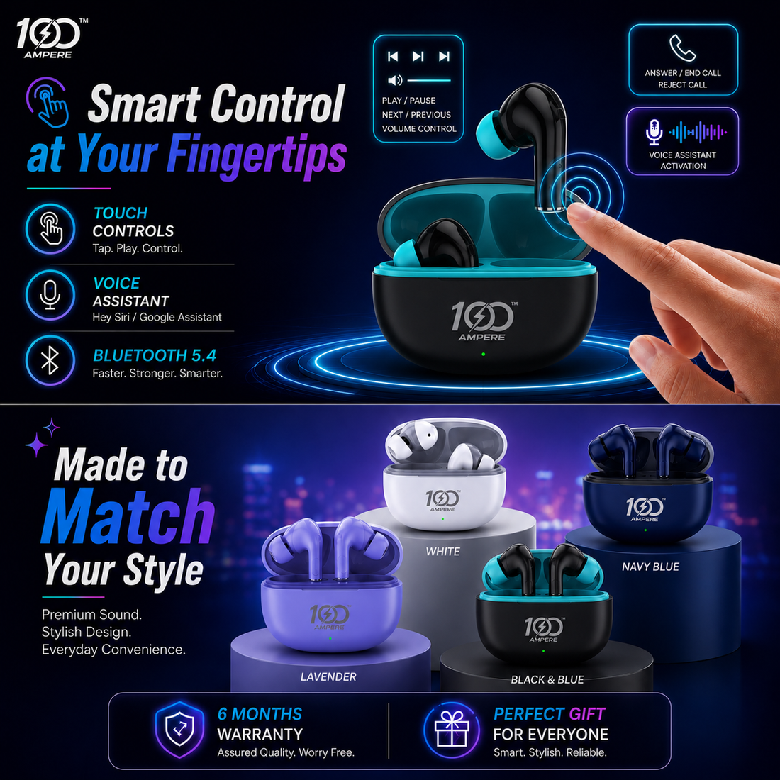 Lucky Pods Black with 6-in-1 Charging & Utility Kit