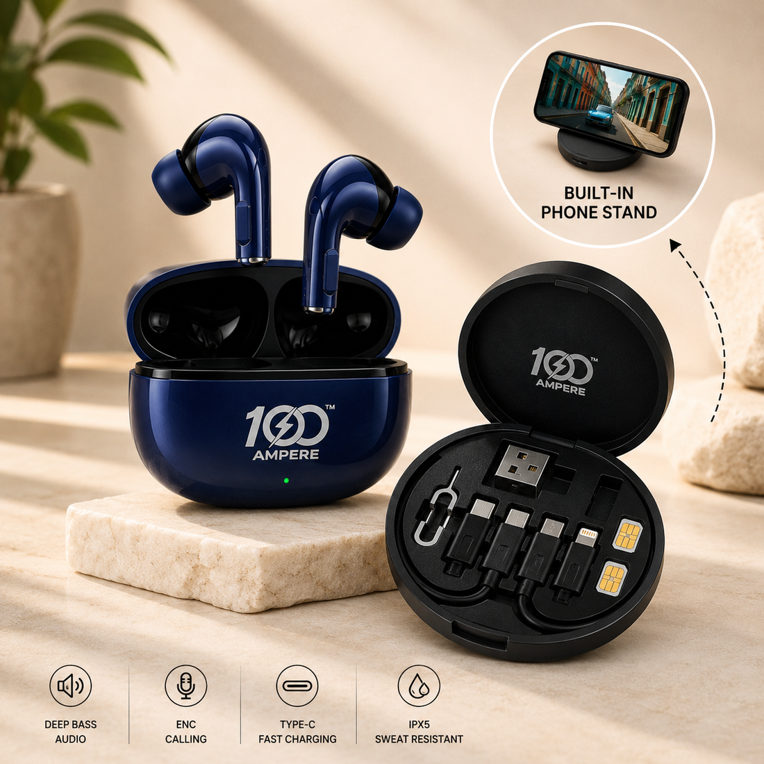Lucky Pods Blue with 6-in-1 Charging & Utility Kit