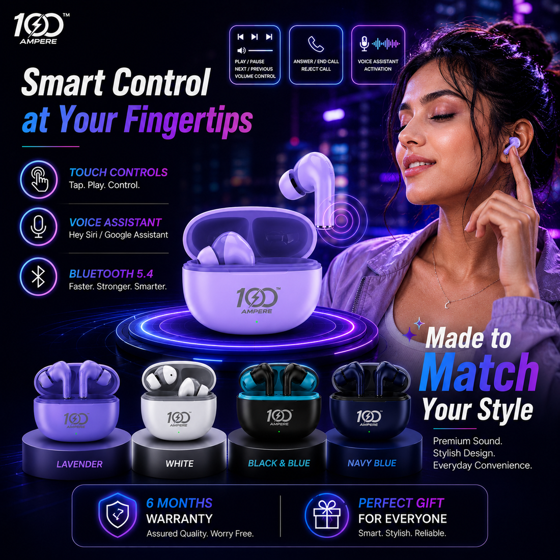 Lucky Pods Lavender with 6-in-1 Charging & Utility Kit