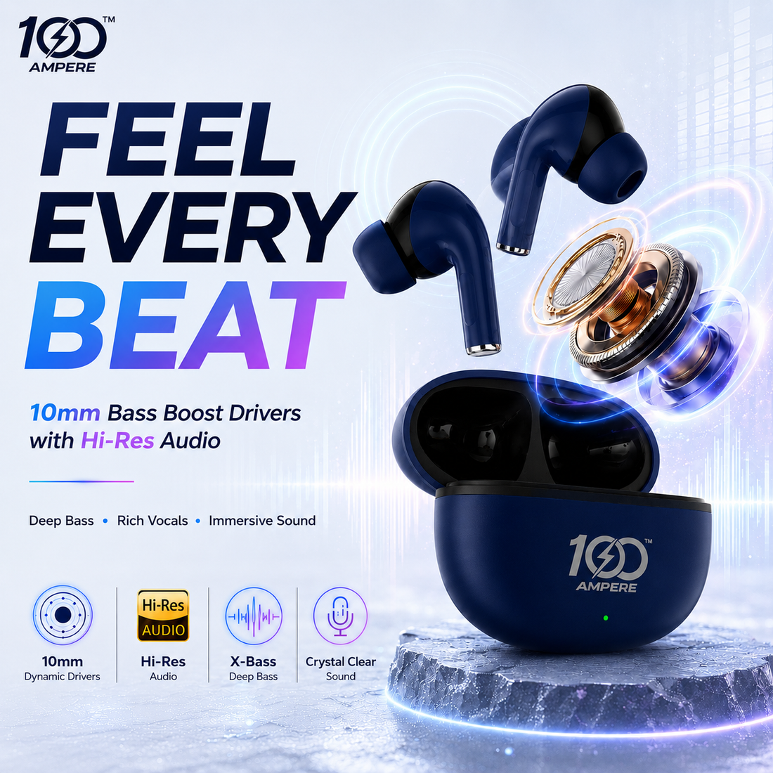 Lucky Pods with 4-in-1 Charging Cable - Navy Blue
