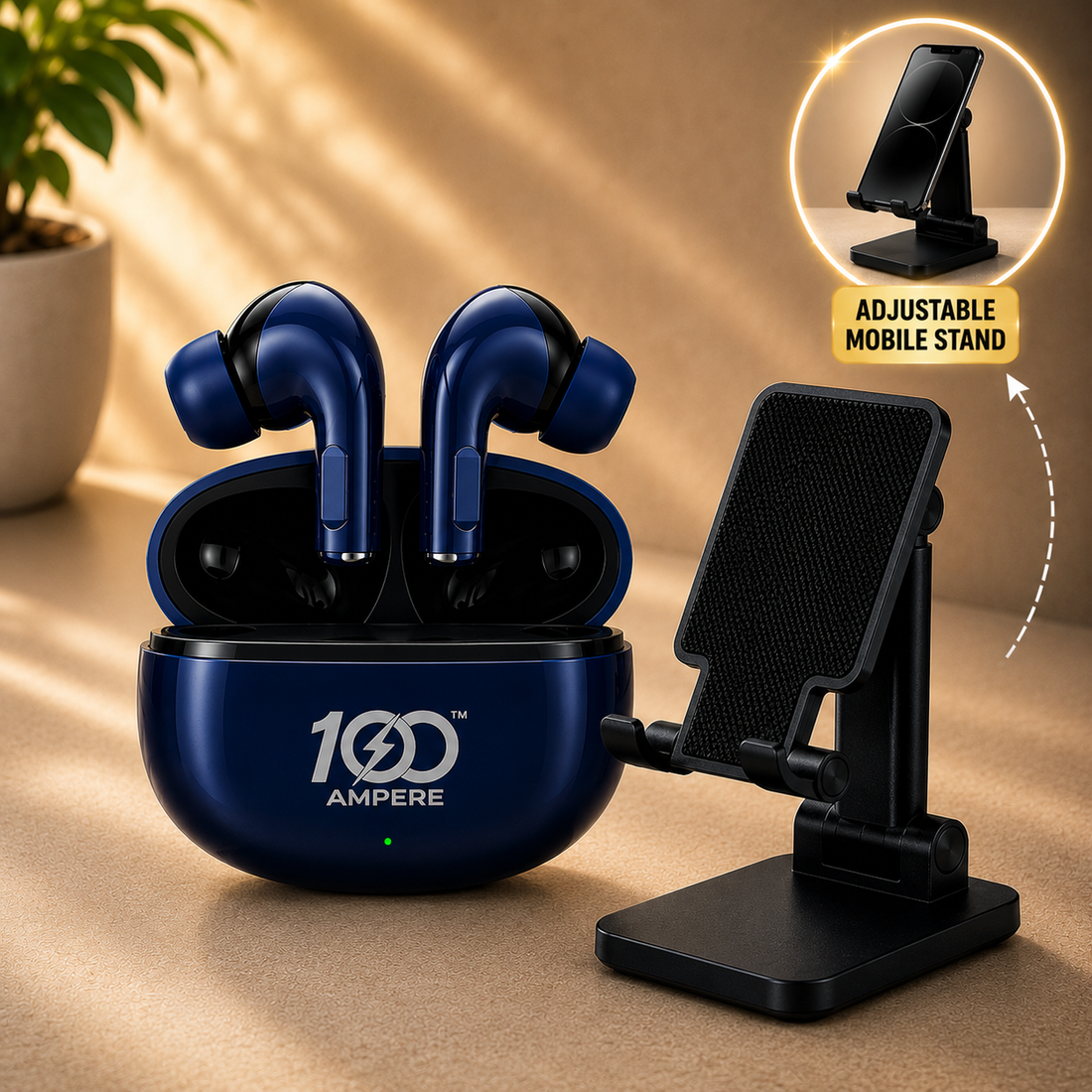 Lucky Pods Navy Blue with Anti Slip Mobile Stand