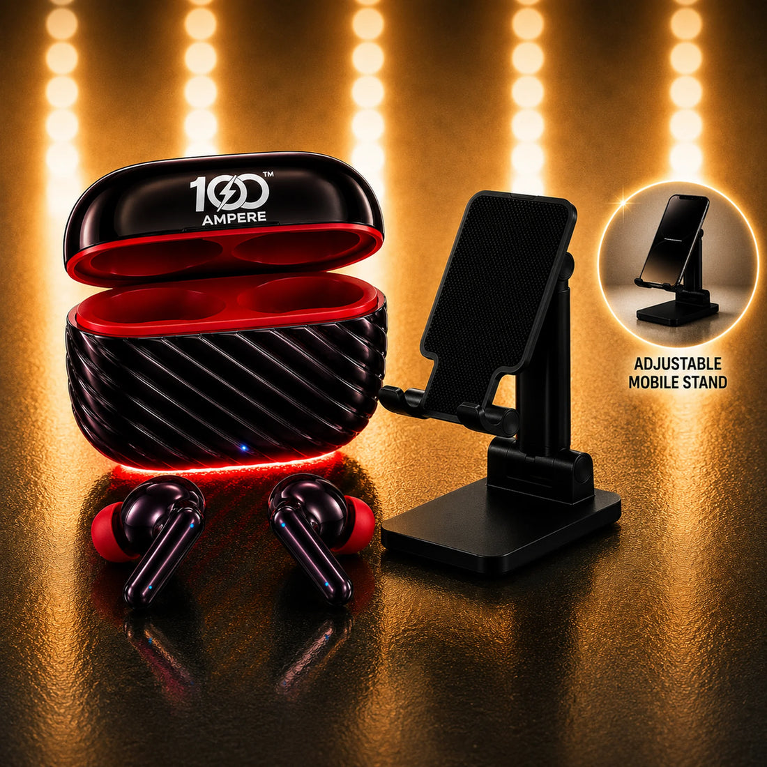Shine101 Metallic Black with Anti Slip Mobile Stand