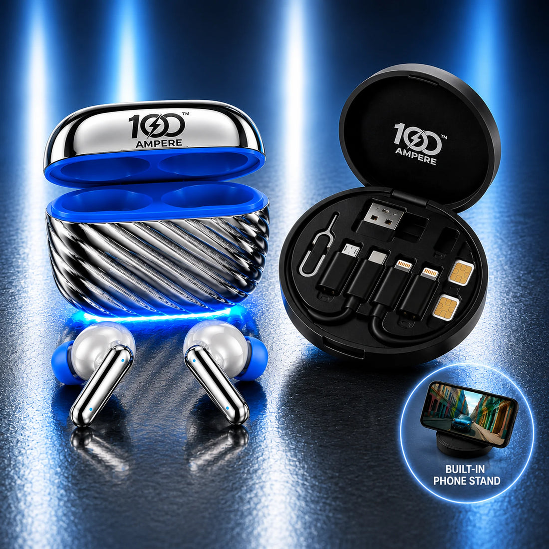 Shine101 Silver Chrome with 6-in-1 Charging & Utility Kit