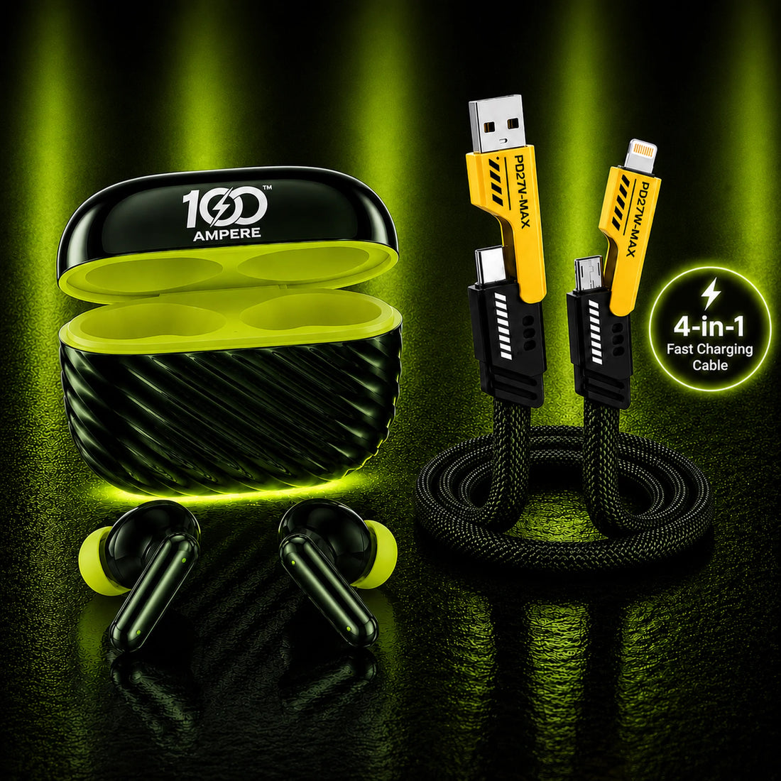 Shine101 Wave Green with 4-in-1 Charging Cable