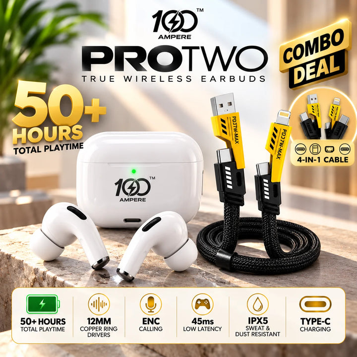 100AMPERE PROTWO White with 4-in-1 Charging Cable