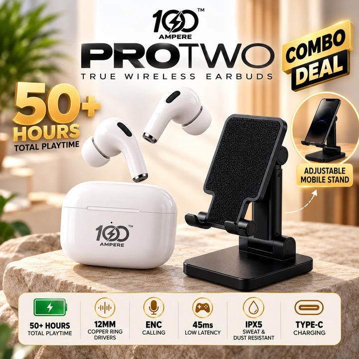 100AMPERE PROTWO White with Anti Slip Mobile Stand