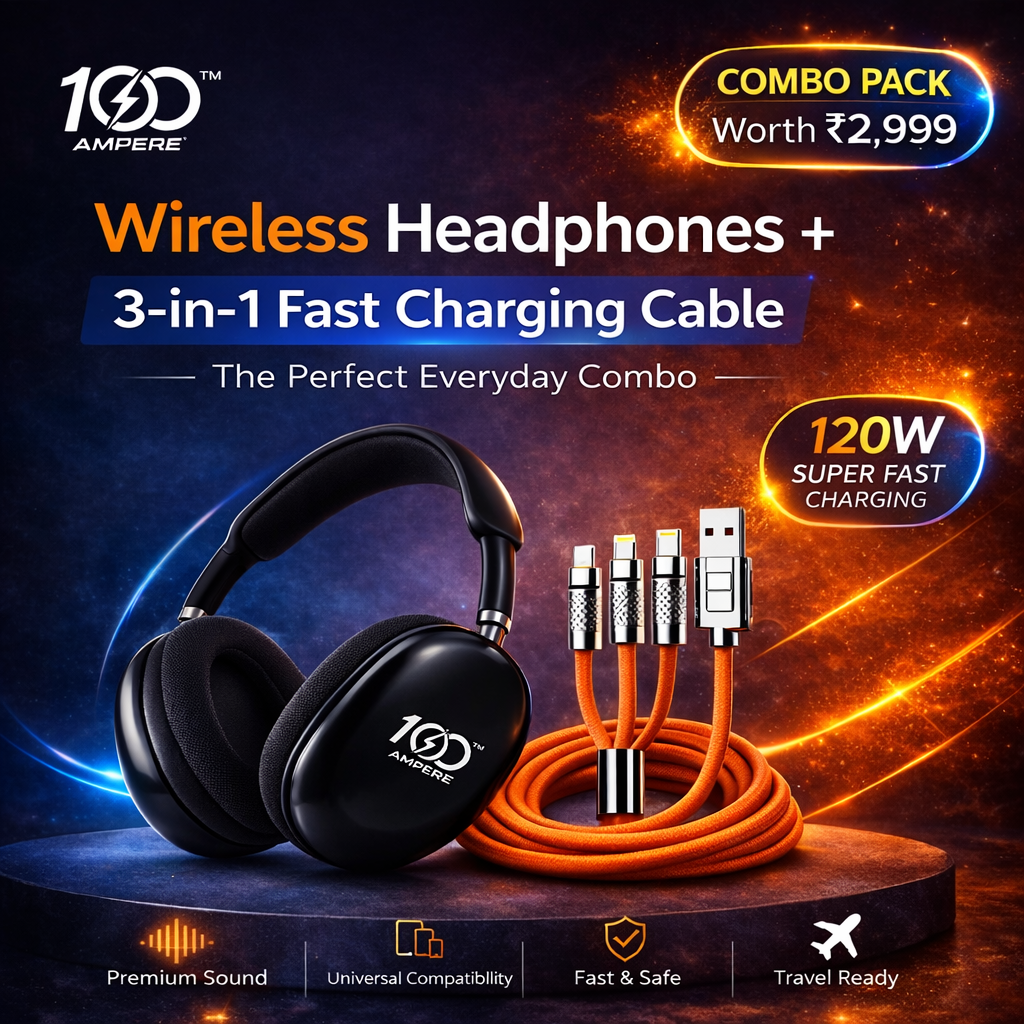 P9 Wireless Headphone & 3-in-1 Cable Combo