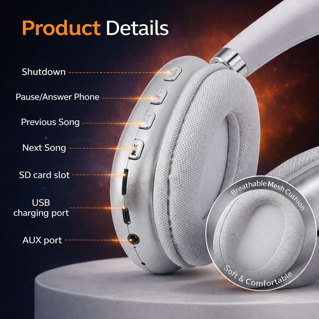 P9 Wireless Headphone & 3-in-1 Cable Combo