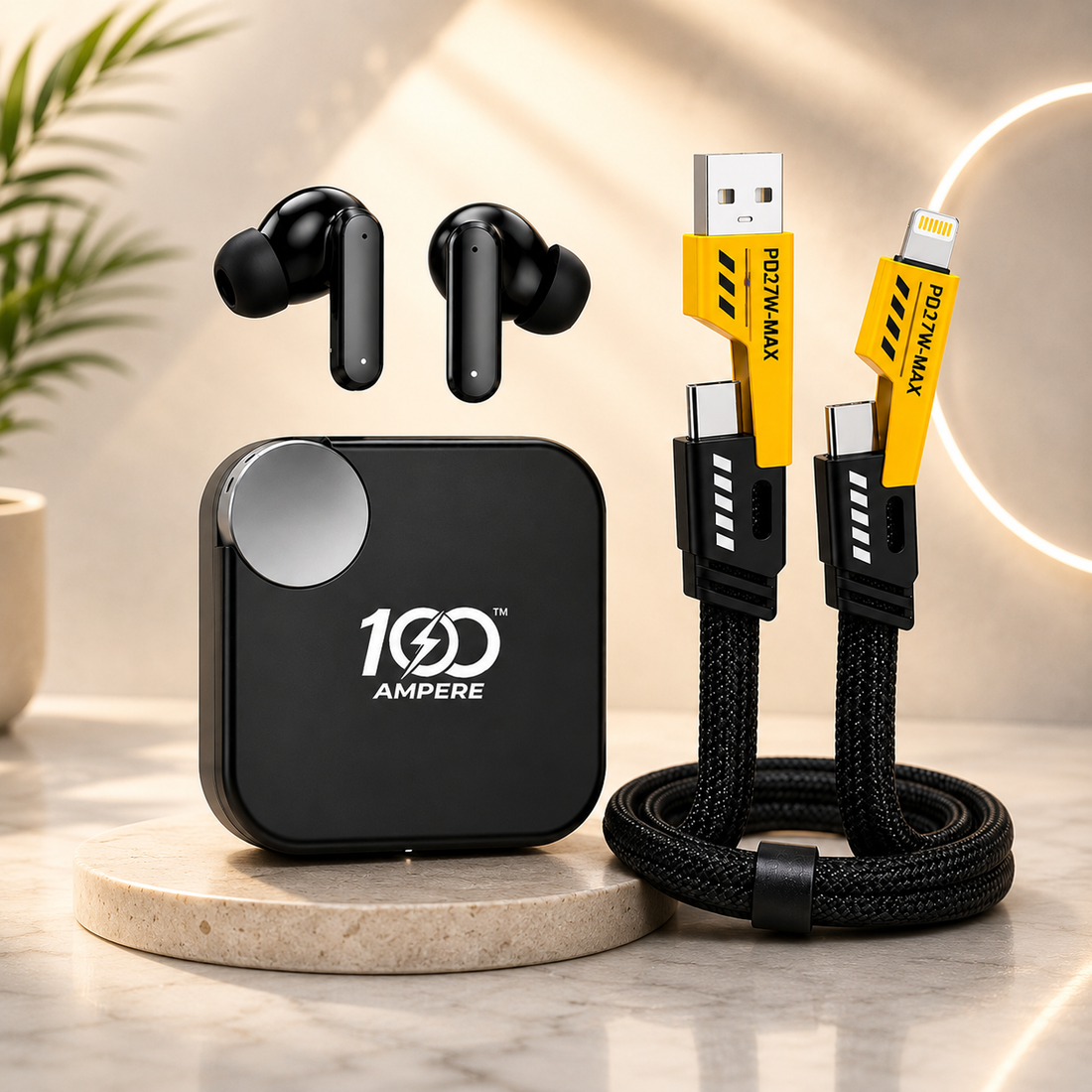 Earbuds 2.0 Black with 4-in-1 Charging Cable